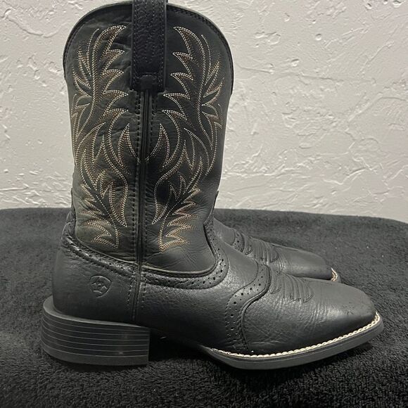 🔥🔥 ARIAT Sport Wide Square Toe Western Cowboy Boot Men Size 9D Black - EXCELLE - Picture 3 of 14